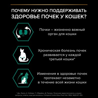 PRO PLAN® RENAL PLUS Сухой корм для взрослых кошек для поддержания здоровья почек с высоким содержанием курицы 400 гр