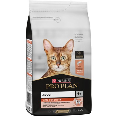 Pro Plan® Сухой корм для взрослых кошек, с высоким содержанием лосося 1,5 кг