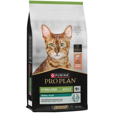 PRO PLAN® Sterilised RENAL PLUS Сухой корм для взрослых стерилизованных кошек для поддержания здоровья почек с высоким содержанием лосося 10 кг
