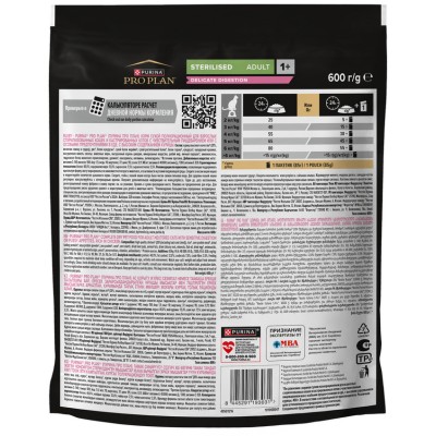 PRO PLAN® DELICATE DIGESTION Сухой корм для взрослых стерилизованных кошек с чувствительным пищеварением с высоким содержанием курицы 400 г + 200 г