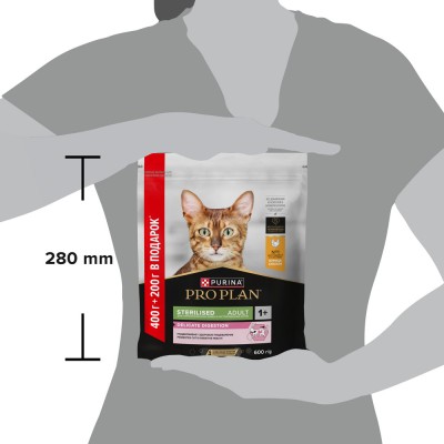PRO PLAN® DELICATE DIGESTION Сухой корм для взрослых стерилизованных кошек с чувствительным пищеварением с высоким содержанием курицы 400 г + 200 г