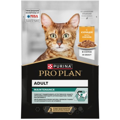 PRO PLAN® MAINTENANCE Влажный корм для взрослых кошек с курицей в соусе 85 гр