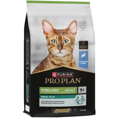 PRO PLAN® Sterilised RENAL PLUS Сухой корм для взрослых стерилизованных кошек для поддержания здоровья почек с кроликом 7 кг