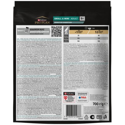 PRO PLAN® SENSITIVE DIGESTION Сухой корм для взрослых собак мелких и карликовых пород с чувствительным пищеварением с высоким содержанием ягненка 700 гр