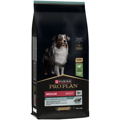PRO PLAN® SENSITIVE DIGESTION Сухой корм для взрослых собак средних пород с чувствительным пищеварением с высоким содержанием ягненка 14 кг