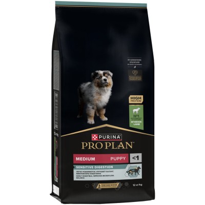 PRO PLAN® SENSITIVE DIGESTION Сухой корм для щенков средних пород с чувствительным пищеварением с высоким содержанием ягненка 12 кг