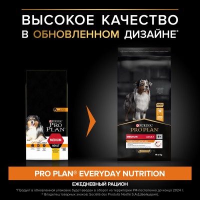 PRO PLAN® EVERYDAY NUTRITION Сухой корм для взрослых собак средних пород с высоким содержанием курицы 14 кг