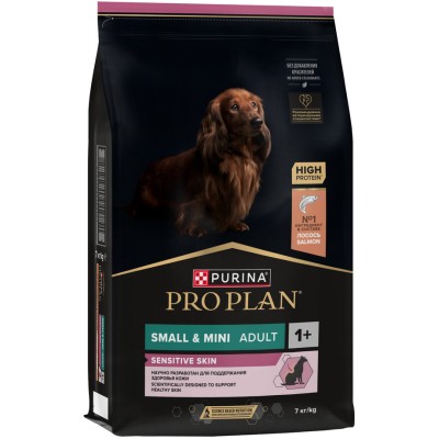 PRO PLAN® SENSITIVE SKIN Сухой корм для взрослых собак мелких и карликовых пород с чувствительной кожей с высоким содержанием лосося 7 кг