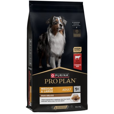 PRO PLAN® DUO DELICE Сухой корм для взрослых собак средних и крупных пород с высоким содержанием говядины 10 кг