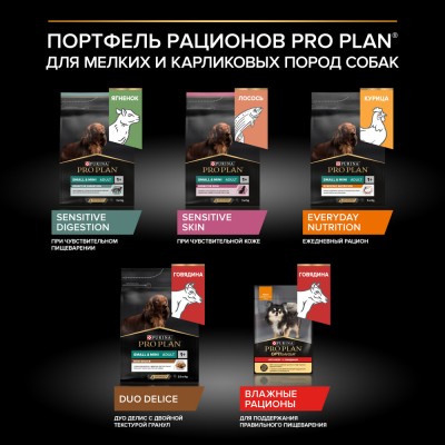 PRO PLAN® Сухой корм для взрослых собак мелких и карликовых пород с чувствительной кожей с высоким содержанием лосося 2,5 кг + 500 г в подарок