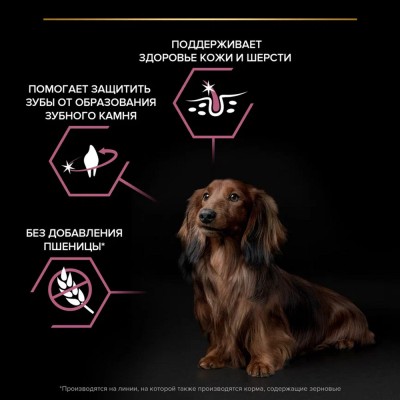 PRO PLAN® Сухой корм для взрослых собак мелких и карликовых пород с чувствительной кожей с высоким содержанием лосося 2,5 кг + 500 г в подарок