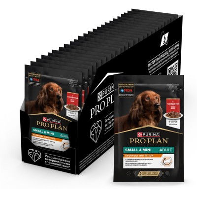 PRO PLAN® Влажный корм для взрослых собак мелких и карликовых пород с говядиной в соусе 85 гр