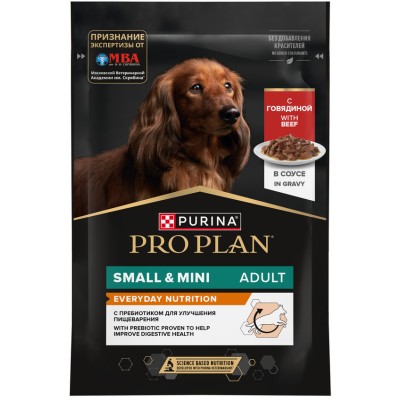 PRO PLAN® Влажный корм для взрослых собак мелких и карликовых пород с говядиной в соусе 85 гр