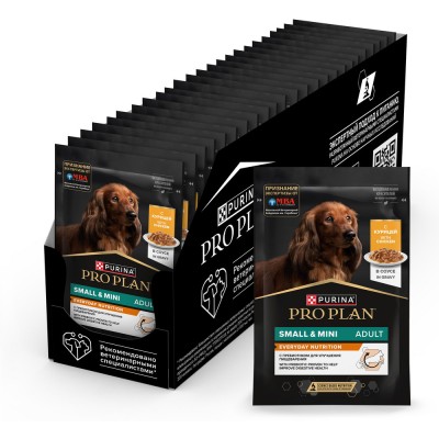 PRO PLAN® Влажный корм для взрослых собак мелких и карликовых пород с курицей в соусе 85 гр