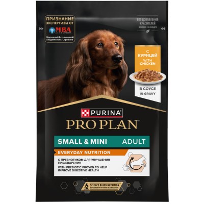 PRO PLAN® Влажный корм для взрослых собак мелких и карликовых пород с курицей в соусе 85 гр
