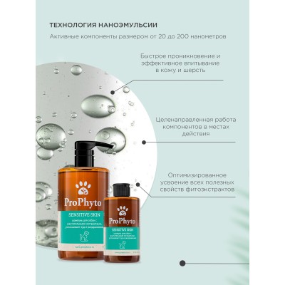 ProPhyto SENSITIVE SKIN SHAMPOO Жидкий шампунь для собак с растительными экстрактами против зуда и раздражения 250 мл.