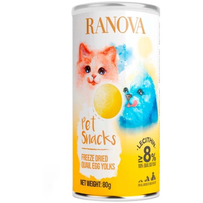 Ranova Лакомство для кошек и собак сублимированный желток перепелиного яйца 80 гр
