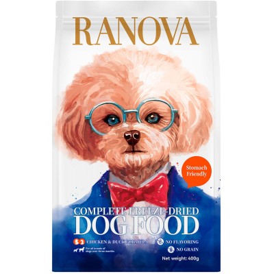 Ranova Полнорационный сухой сублимированный корм для собак с курицей и уткой 400 гр