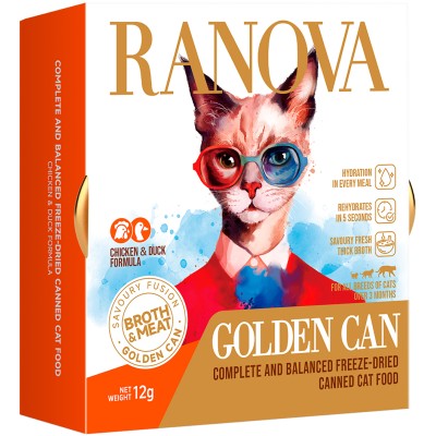 Ranova Полнорационный сублимированный корм для кошек консервированный с курицей и уткой 12 гр