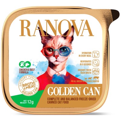 Ranova Полнорационный сублимированный корм для кошек консервированный с курицей и говядиной 12 гр