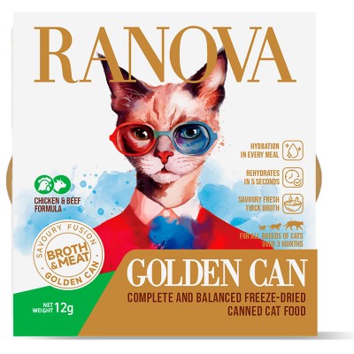 Ranova Полнорационный сублимированный корм для кошек консервированный с курицей и говядиной 12 гр