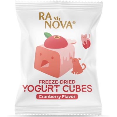 Ranova Лакомство для кошек и собак сублимированный йогурт микс вкусов: оргинальный, черника, клюква, тыква 40 гр