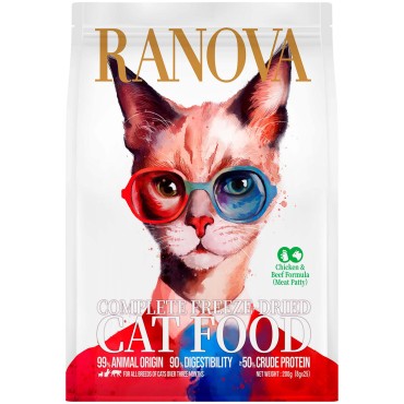 Ranova Полнорационный сухой сублимированный корм для кошек с курицей и говядиной 200 гр
