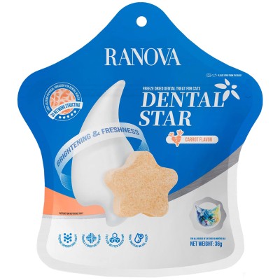 Ranova Лакомство для кошек сублимированное звёздочка для зубов с курицей и морковью 36 гр