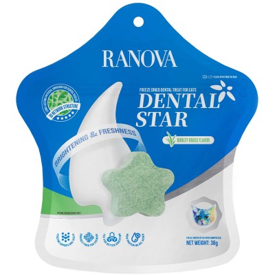 Ranova Лакомство для кошек сублимированное звёздочка для зубов с курицей и ячменем 36 гр