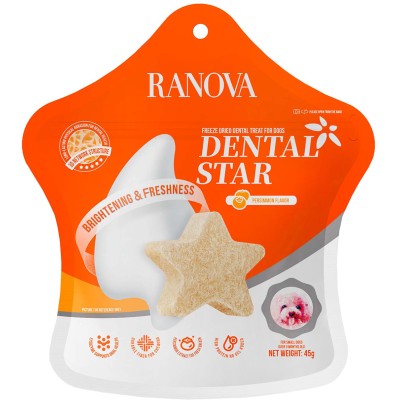 Ranova Лакомство для собак сублимированное звёздочка для зубов с курицей и хурмой 45 гр