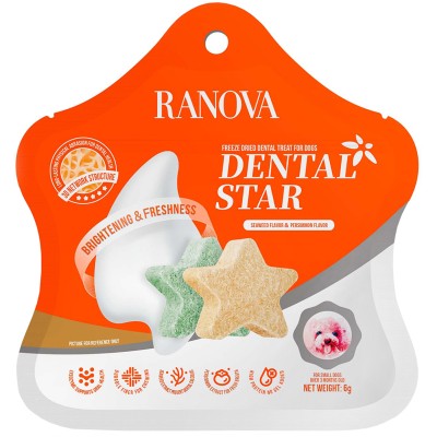Ranova Лакомство для собак сублимированное звёздочка для зубов микс вкусов: с курицей и морскими водорослями или с курицей и хурмой 6 гр