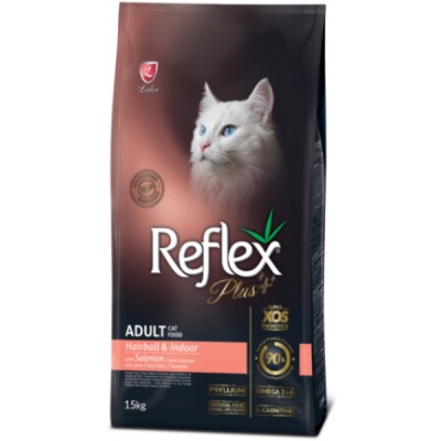 Reflex PLUS Adult Cat Food Hairball Salmon сухой корм для кошек для выведения шерсти с лососем 15 кг.