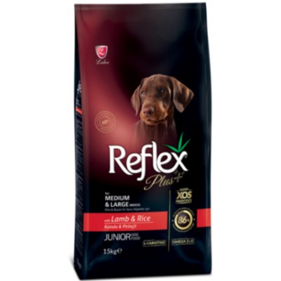 Reflex PLUS Medium Large Breed Junior Dog Food Lamb and Rice сухой корм для щенков средних и крупных пород с ягненком и рисом 15 кг.