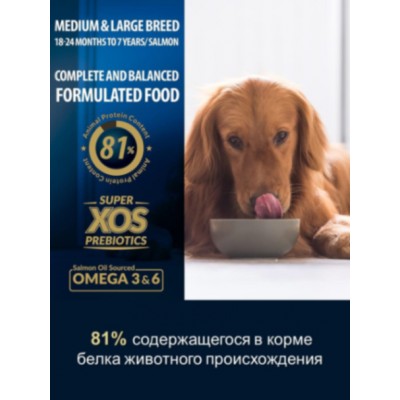 Reflex PLUS Medium Large Breed Adult Dog Food Salmon сухой корм для собак средних и крупных пород с лососем 15 кг.