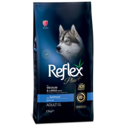 Reflex PLUS Medium Large Breed Adult Dog Food Salmon сухой корм для собак средних и крупных пород с лососем 15 кг.
