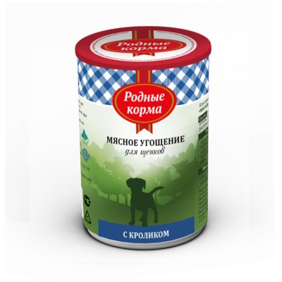 Родные корма мясное угощение консервы с кроликом для щенков 340 г р.