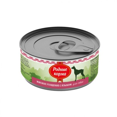 Родные корма мясное угощение консервы с языком для собак 100 гр.