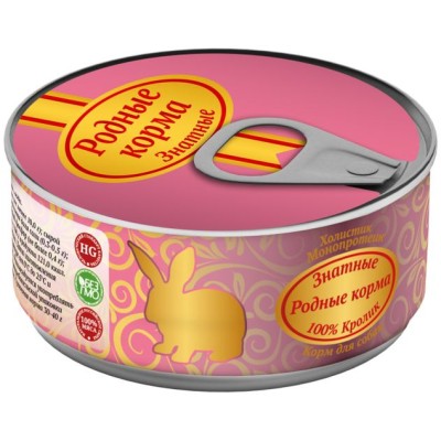 Родные корма знатные консервы 100 % кролик для собак 100 гр.