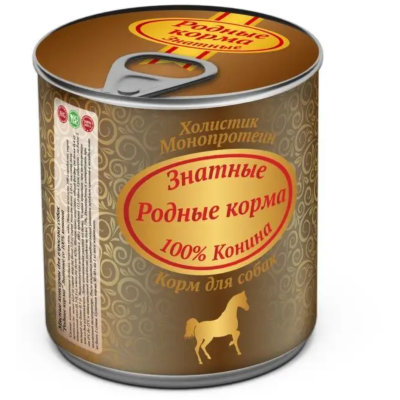 Родные корма знатные консервы 100 % конина для собак 340 гр.