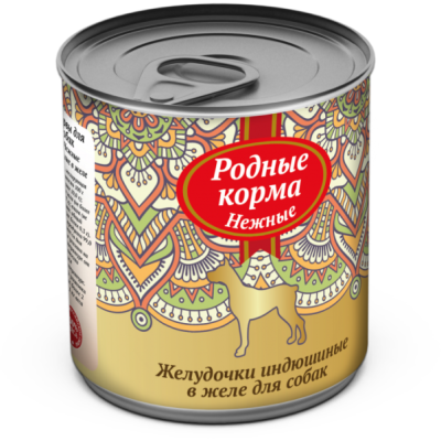 Родные корма нежные консервы желудочки индюшиные в желе для собак 240 г р.