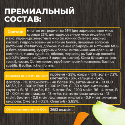 Родные корма сухой корм для взрослых собак с высокой активностью с индейкой 2 кг