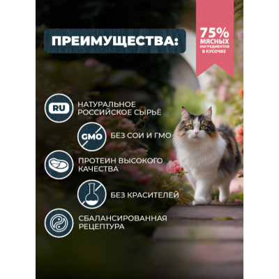Родные корма пауч для кошек с кроликом и сердечками кусочки в желе по-тульски для улучшения кожи и шерсти 85 гр.