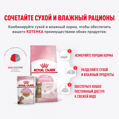 Royal Canin Kitten Sterilised Влажный корм сбалансированный для стерилизованных котят в возрасте от 6 до 12 мес. мелкие кусочки в желе, пауч 85 гр.