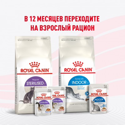 Royal Canin Kitten Sterilised Влажный корм сбалансированный для стерилизованных котят в возрасте от 6 до 12 мес. мелкие кусочки в желе, пауч 85 гр.