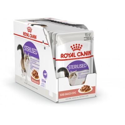 Royal Canin Sterilised Влажный корм для стерилизованных взрослых кошек (мелкие кусочки в соусе) в возрасте от 1 года до 7 лет пауч 85 гр.