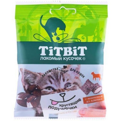 TitBit хрустящие подушечки для кошек с паштетом из ягненка 30гр.