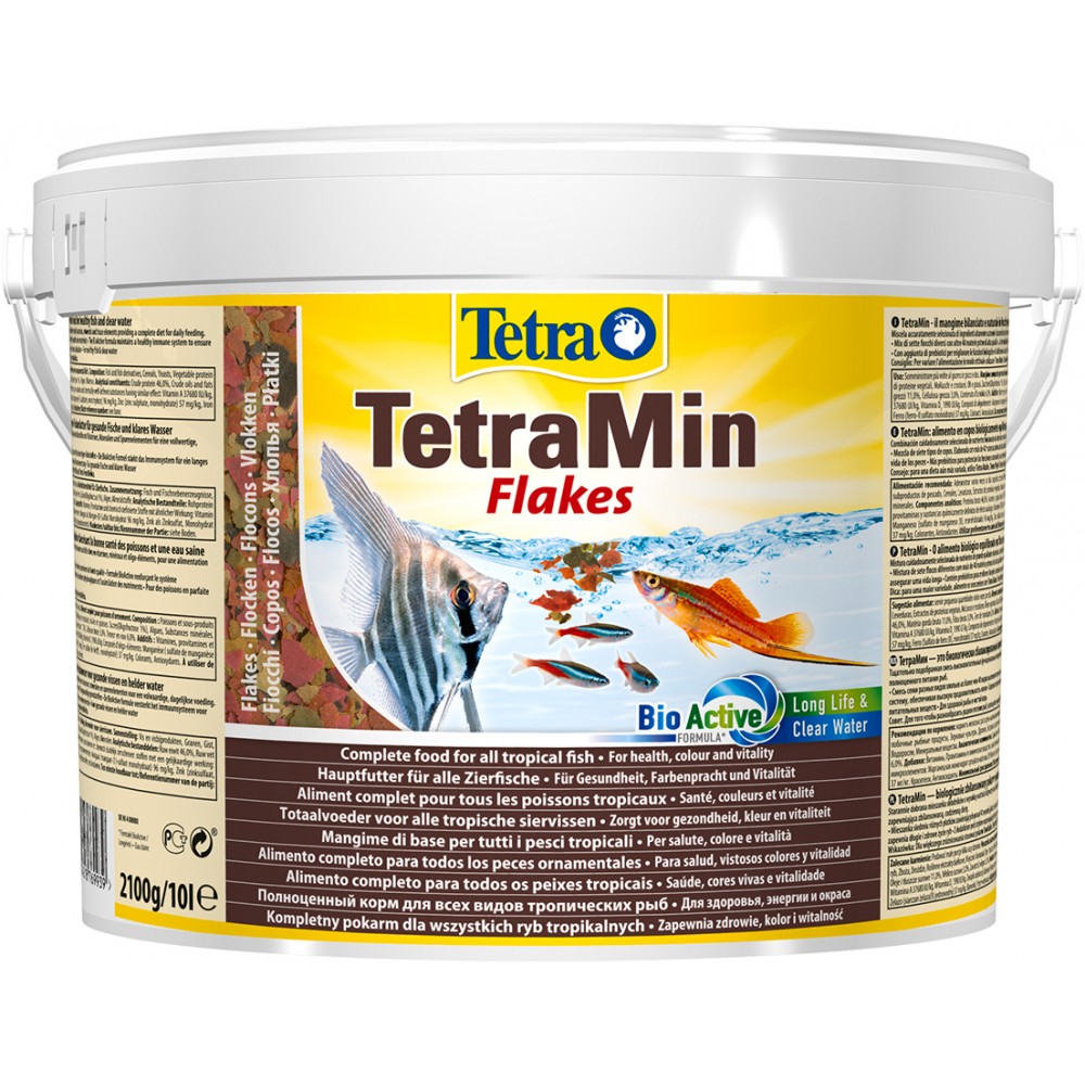 TetraMin корм для всех видов рыб в виде хлопьев 10 л (ведро)