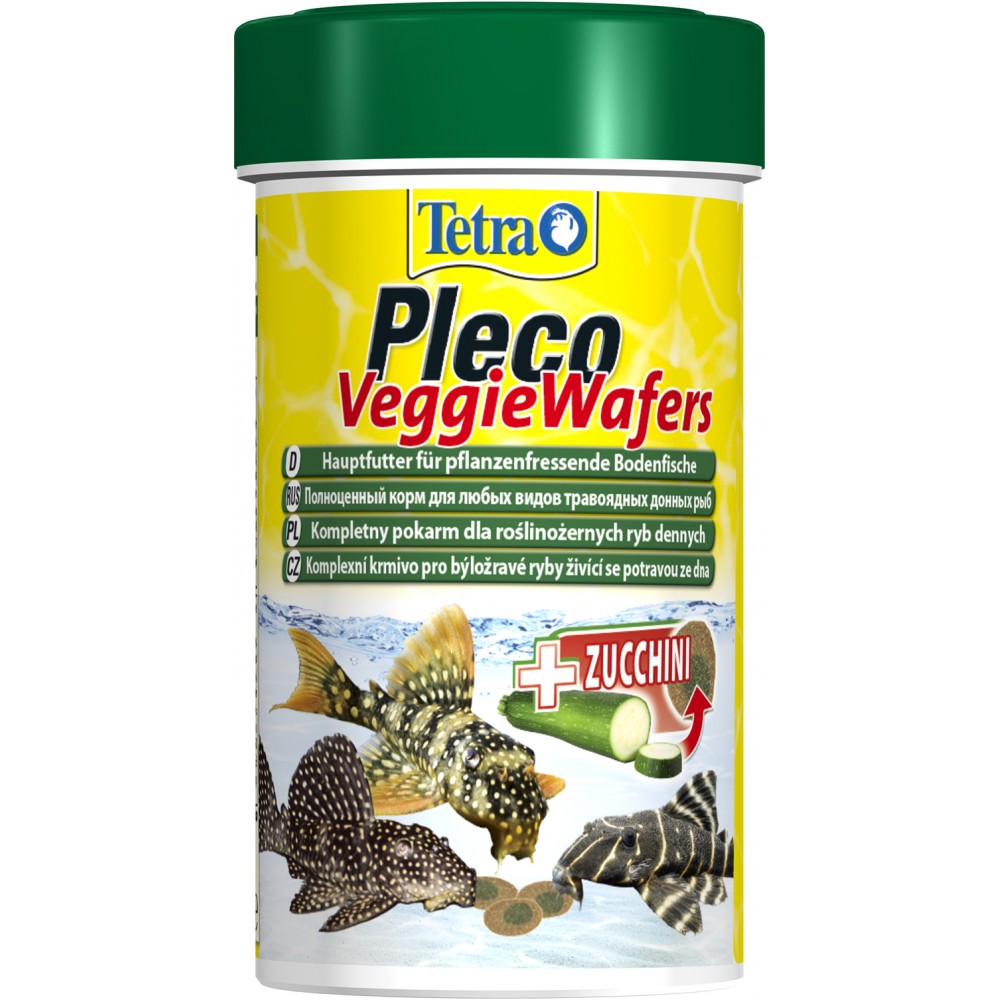 TetraPleco Veggie Wafers корм-пластинки с добавлением цуккини для донных рыб 100 мл.