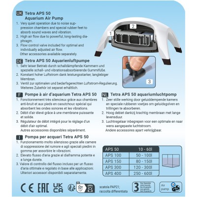 Tetra AРS 50 компрессор для аквариумов 10-60 л белый