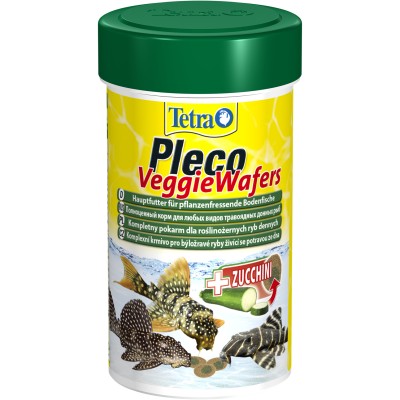 Tetra Pleco Veggie Wafers корм-пластинки с добавлением цуккини для донных рыб 100 мл.